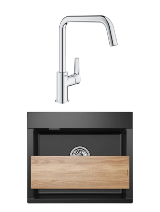 Комплект Мойка Granula Estetica 5804, турмалин + Смеситель Grohe Eurosmart 30567000