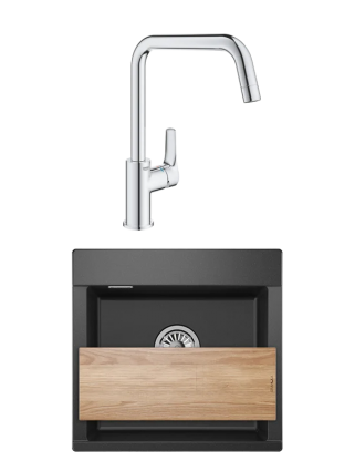 Комплект Мойка Granula Estetica 5201, черный + Смеситель Grohe Eurosmart 30567000