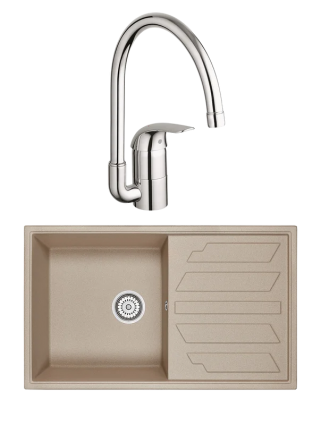 Комплект Мойка Granula 8601, песок + Смеситель Grohe Euroeco 32752000
