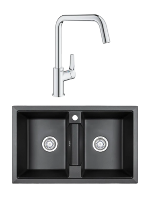 Комплект Мойка Granula 8101, черный + Смеситель Grohe Eurosmart 30567000
