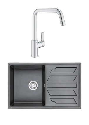 Комплект Мойка Granula 8002, шварц + Смеситель Grohe Eurosmart 30567000