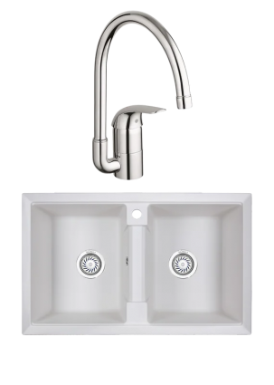 Комплект Мойка Granula 8101, арктик + Смеситель Grohe Euroeco 32752000