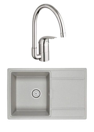 Комплект Мойка Granula 7804, базальт + Смеситель Grohe Euroeco 32752000