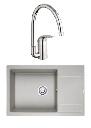 Комплект Мойка Granula 7805, базальт + Смеситель Grohe Euroeco 32752000