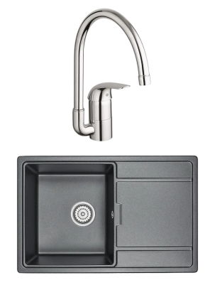 Комплект Мойка Granula 7804, шварц + Смеситель Grohe Euroeco 32752000