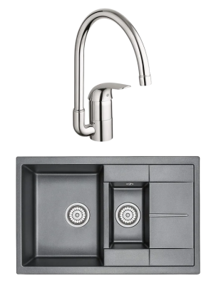 Комплект Мойка Granula 7802, черный + Смеситель Grohe Euroeco 32752000