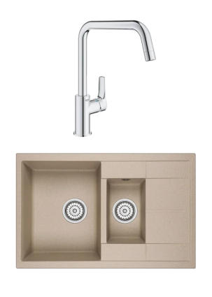 Комплект Мойка Granula 7802, песок + Смеситель Grohe Eurosmart 30567000