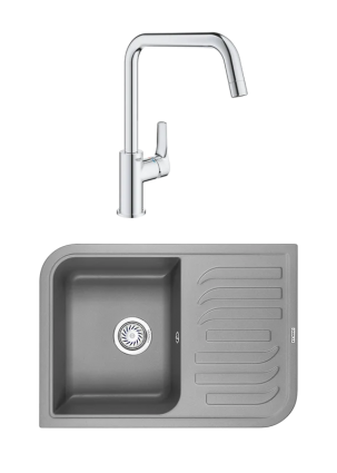 Комплект Мойка Granula 7001, алюминиум + Смеситель Grohe Eurosmart 30567000