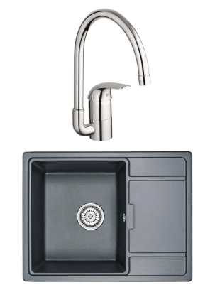 Комплект Мойка Granula 6503, шварц + Смеситель Grohe Euroeco 32752000