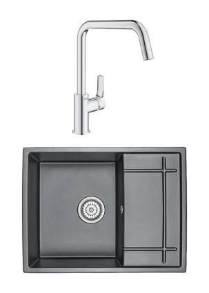 Комплект Мойка Granula 6501, шварц + Смеситель Grohe Eurosmart 30567000