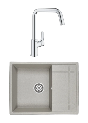 Комплект Мойка Granula 6501, базальт + Смеситель Grohe Eurosmart 30567000