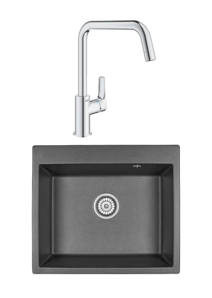 Комплект Мойка Granula 6001, черный + Смеситель Grohe Eurosmart 30567000