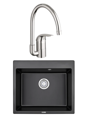 Комплект Мойка Granula 6001, турмалин + Смеситель Grohe Euroeco 32752000