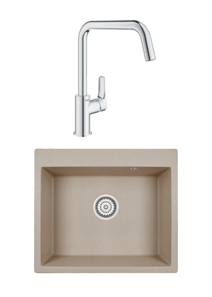 Комплект Мойка Granula 6001, песок + Смеситель Grohe Eurosmart 30567000