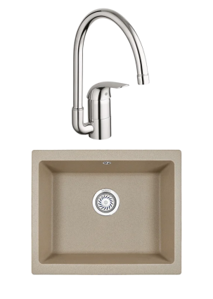 Комплект Мойка Granula 5551, песок + Смеситель Grohe Euroeco 32752000