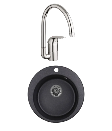Комплект Мойка Granula 4801, черный + Смеситель Grohe Euroeco 32752000