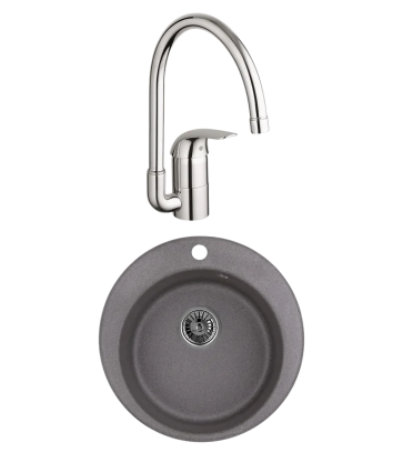 Комплект Мойка Granula 4801, графит + Смеситель Grohe Euroeco 32752000