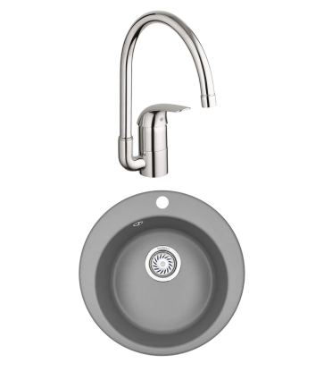 Комплект Мойка Granula 4801, алюминиум + Смеситель Grohe Euroeco 32752000