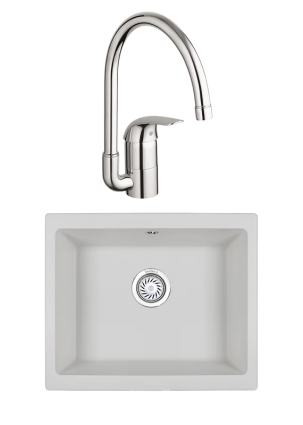 Комплект Мойка Granula 5551, арктик + Смеситель Grohe Euroeco 32752000