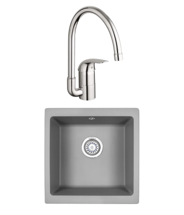 Комплект Мойка Granula 4451, алюминиум + Смеситель Grohe Euroeco 32752000