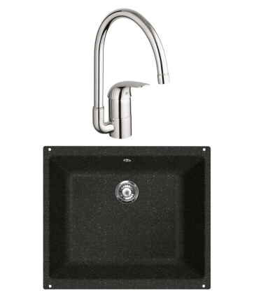Комплект Мойка Lava U1 basalt + Смеситель Grohe Euroeco 32752000