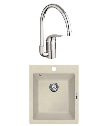 Комплект Мойка Lava Q3.CRE crema + Смеситель Grohe Euroeco 32752000