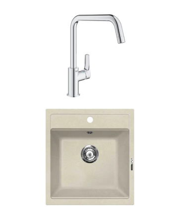 Комплект Мойка Lava Q1.CRE crema + Смеситель Grohe Eurosmart 30567000