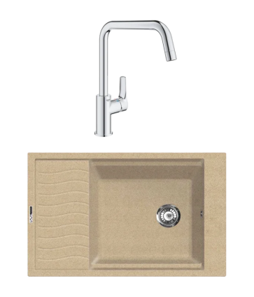 Комплект Мойка Lava L9.DUN dune + Смеситель Grohe Eurosmart 30567000