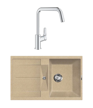 Комплект Мойка Lava L6.DUN dune + Смеситель Grohe Eurosmart 30567000