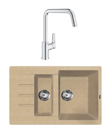 Комплект Мойка Lava D2.DUN dune + Смеситель Grohe Eurosmart 30567000