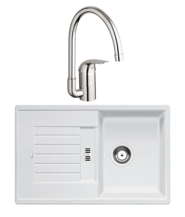 Комплект Мойка Blanco Zia 45 S 514726 белая + Смеситель Grohe Euroeco 32752000