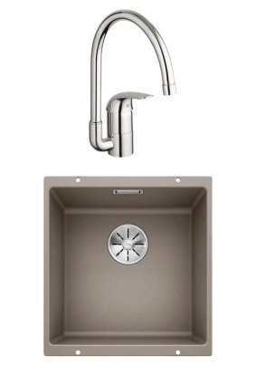 Комплект Мойка Blanco Subline 400-U серый беж + Смеситель Grohe Euroeco 32752000