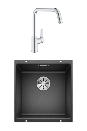 Комплект Мойка Blanco Subline 400-U антрацит + Смеситель Grohe Eurosmart 30567000
