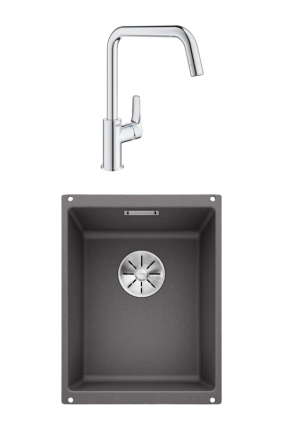 Комплект Мойка Blanco Subline 320-U темная скала + Смеситель Grohe Eurosmart 30567000