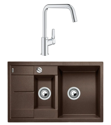 Комплект Мойка Blanco Metra 6 S Compact кофе + Смеситель Grohe Eurosmart 30567000
