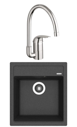 Комплект Мойка Florentina Липси 460 черная + Смеситель Grohe Euroeco 32752000