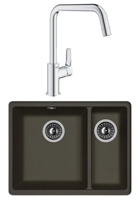 Комплект Мойка Florentina Вега 335/160 антрацит + Смеситель Grohe Eurosmart 30567000