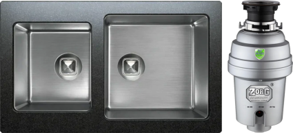 Комплект Мойка Tolero Twist TTS-840 уголь + Измельчитель Zorg Inox D ZR-75 D