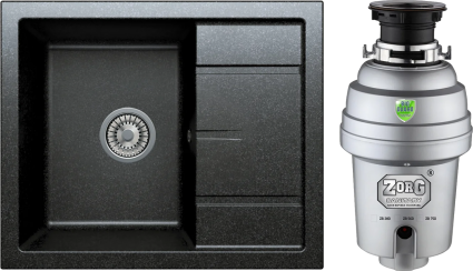 Комплект Мойка Tolero Classic R-107 уголь + Измельчитель Zorg Inox D ZR-75 D