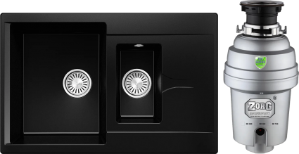 Комплект Мойка Polygran Brig 870 космос + Измельчитель Zorg Inox D ZR-75 D