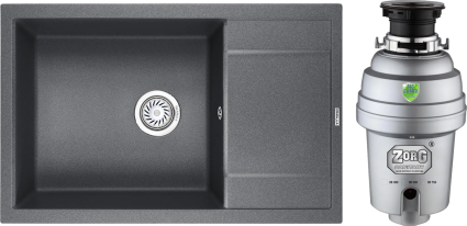 Комплект Мойка Granula 7805, графит + Измельчитель Zorg Inox D ZR-75 D