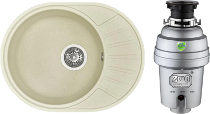 Комплект Мойка Акватон Чезана жемчуг + Измельчитель Zorg Inox D ZR-75 D