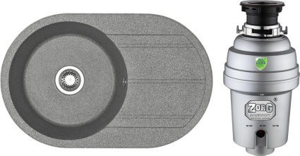 Комплект Мойка Акватон Амира серая + Измельчитель Zorg Inox D ZR-75 D