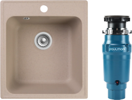Комплект Мойка Reflection Quadra RF0243BE бежевая + Измельчитель Paulmark Intenso I-400