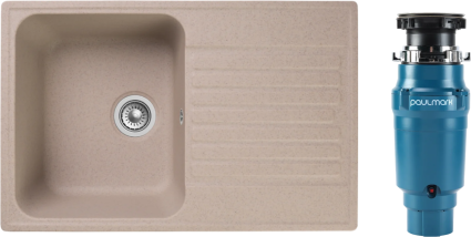 Комплект Мойка Reflection Bolero RF0574BE бежевая + Измельчитель Paulmark Intenso I-400