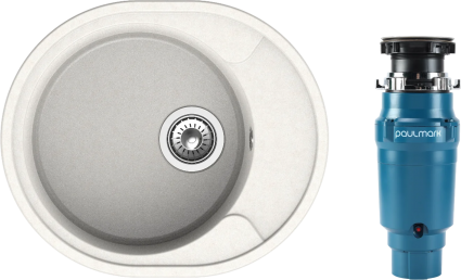 Комплект Мойка Reflection Allonge RF0658WH белая + Измельчитель Paulmark Intenso I-400