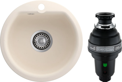 Комплект Мойка Reflection Start RX0844WH белая + Измельчитель Bone Crusher BC 1000-AS