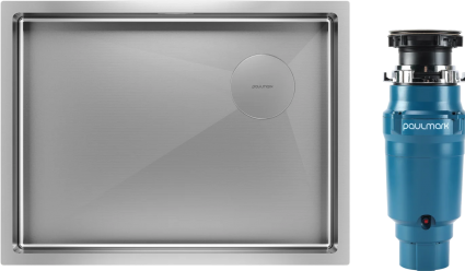 Комплект Мойка Paulmark Next-Skew PM885844-BS брашированная сталь + Измельчитель Intenso I-400