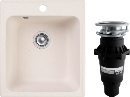 Комплект Мойка Reflection Quadra RF0243WH белая + Измельчитель Bone Crusher BC 810-SL Slim Line
