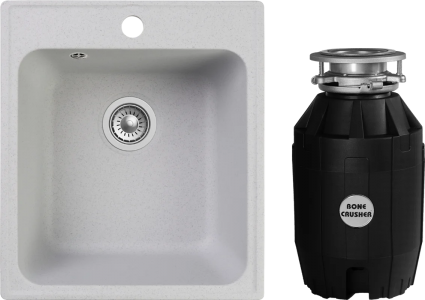 Комплект Мойка Reflection Quadra RF0243GR серая + Измельчитель Bone Crusher BC 810-AS